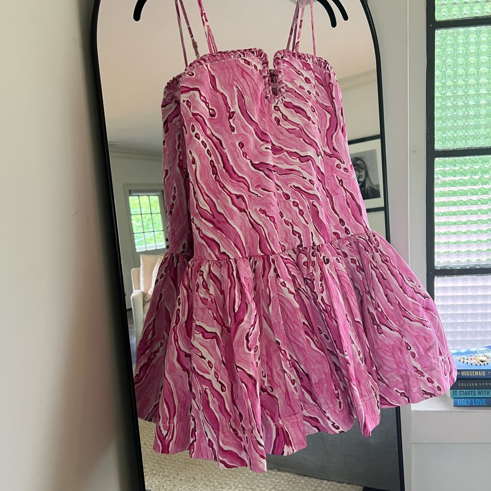 Aje Pink Patterned Mini Dress